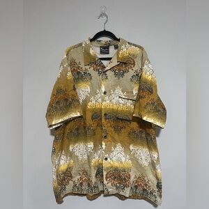 Vintage 90s Kani Jeans Multicolored Linen Blend Shirt Size XXL Retro